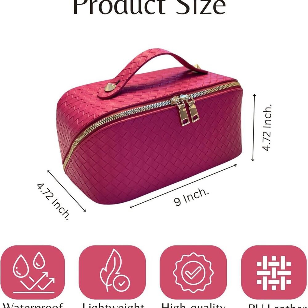 NWT  Li&Ko Travel Makeup Bag, Large Travel  Waterproof Cosmetic bag, Top Handle - Picture 2 of 6
